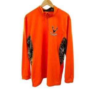American Crown Texas Deer Logo 1/4 Zip Pullover - Orange‎ Camo (Men’s XXL